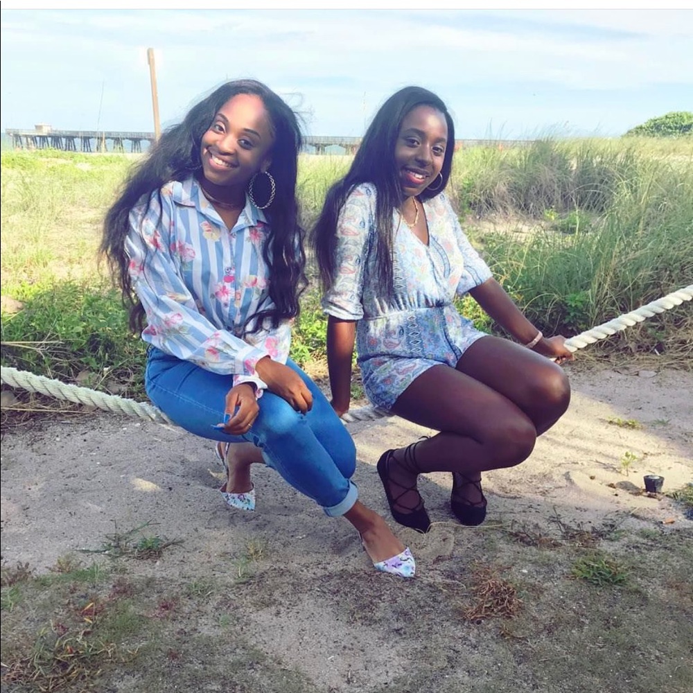 Blue and white Button Up